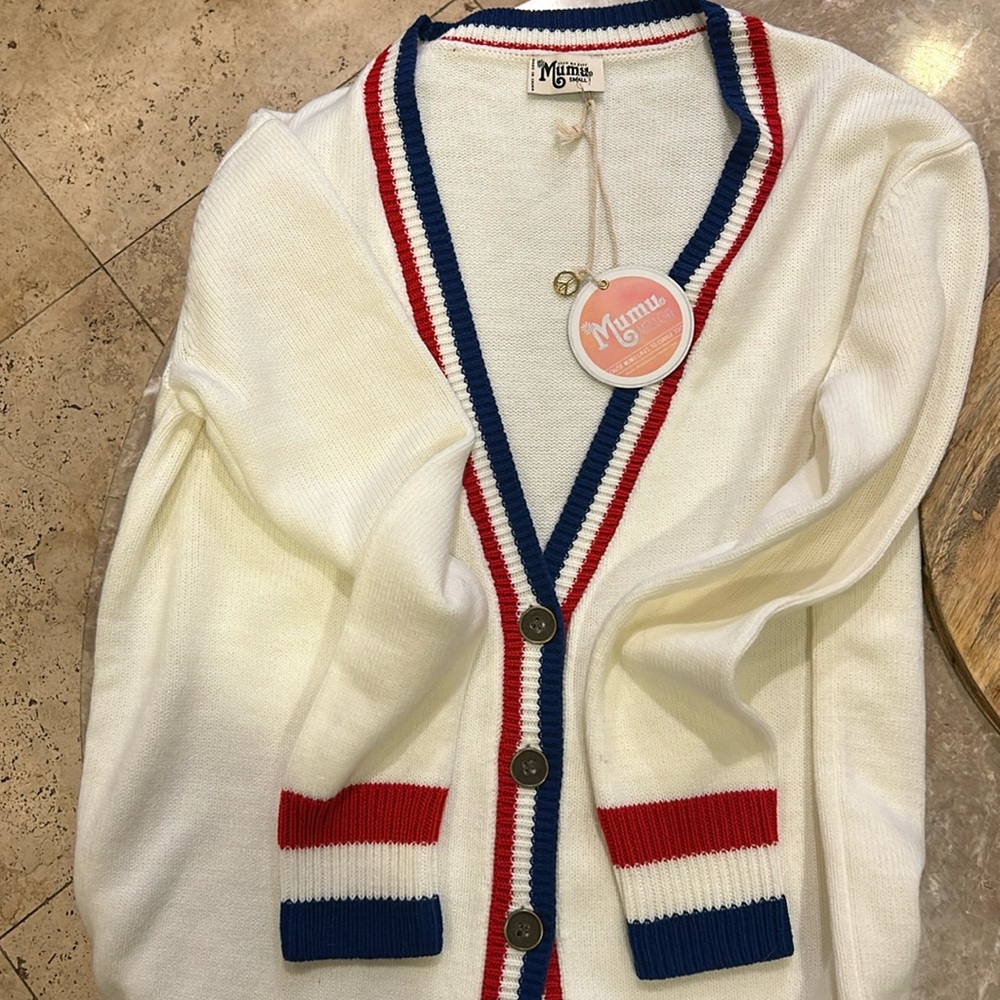 SHOW ME YOUR MUMU LAMBERT cardigan- Stadium Stripe NWOT
